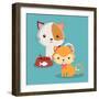 Cat Cartoon Pet Design-Diana Johanna Velasquez-Framed Premium Giclee Print