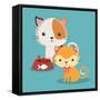 Cat Cartoon Pet Design-Diana Johanna Velasquez-Framed Stretched Canvas