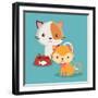 Cat Cartoon Pet Design-Diana Johanna Velasquez-Framed Art Print