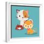 Cat Cartoon Pet Design-Diana Johanna Velasquez-Framed Art Print