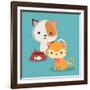 Cat Cartoon Pet Design-Diana Johanna Velasquez-Framed Art Print