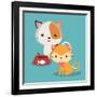 Cat Cartoon Pet Design-Diana Johanna Velasquez-Framed Art Print