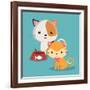 Cat Cartoon Pet Design-Diana Johanna Velasquez-Framed Art Print