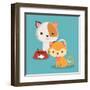 Cat Cartoon Pet Design-Diana Johanna Velasquez-Framed Art Print