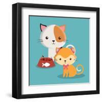 Cat Cartoon Pet Design-Diana Johanna Velasquez-Framed Art Print