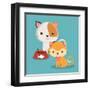 Cat Cartoon Pet Design-Diana Johanna Velasquez-Framed Art Print