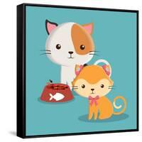 Cat Cartoon Pet Design-Diana Johanna Velasquez-Framed Stretched Canvas