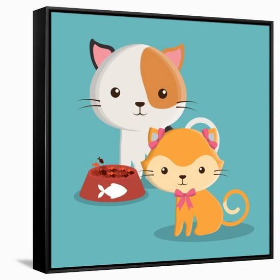 Cat Cartoon Pet Design-Diana Johanna Velasquez-Framed Stretched Canvas