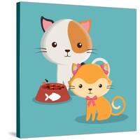 Cat Cartoon Pet Design-Diana Johanna Velasquez-Stretched Canvas