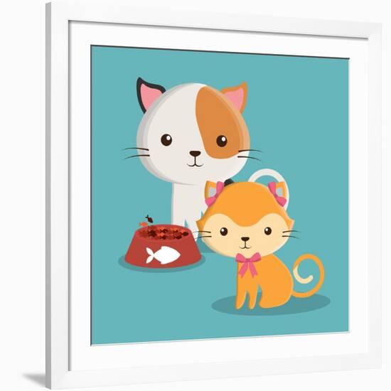 Cat Cartoon Pet Design-Diana Johanna Velasquez-Framed Art Print