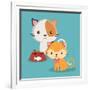 Cat Cartoon Pet Design-Diana Johanna Velasquez-Framed Art Print