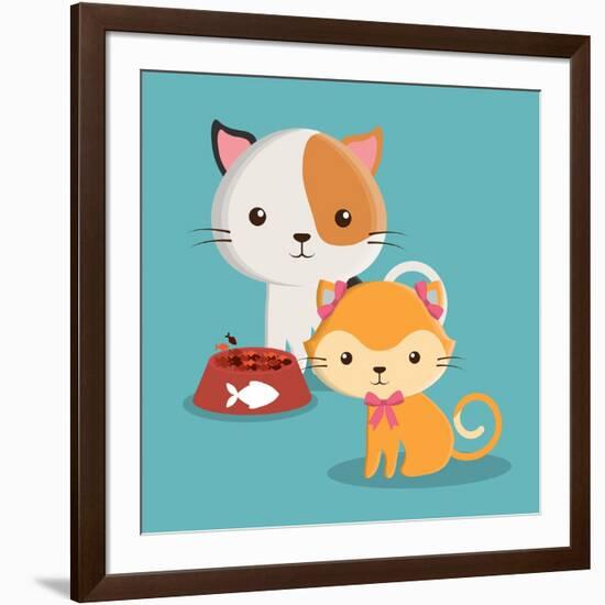 Cat Cartoon Pet Design-Diana Johanna Velasquez-Framed Art Print