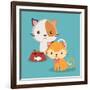 Cat Cartoon Pet Design-Diana Johanna Velasquez-Framed Art Print