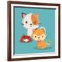 Cat Cartoon Pet Design-Diana Johanna Velasquez-Framed Art Print