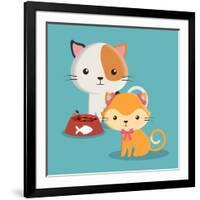 Cat Cartoon Pet Design-Diana Johanna Velasquez-Framed Art Print