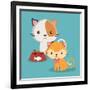 Cat Cartoon Pet Design-Diana Johanna Velasquez-Framed Art Print