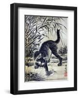 Cat Catching a Flog-Kyosai Kawanabe-Framed Giclee Print