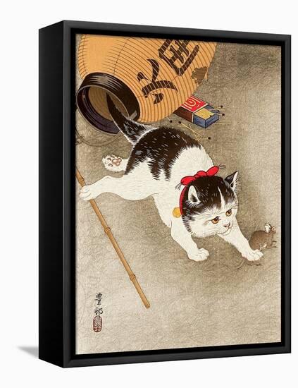 Cat Catching Mouse-Koson Ohara-Framed Stretched Canvas