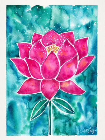 Sacred Lotus Blossom Magenta Teal