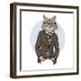 Cat Dressed up in Tweed Jacket-Olga_Angelloz-Framed Art Print