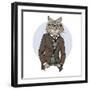 Cat Dressed up in Tweed Jacket-Olga_Angelloz-Framed Art Print