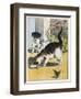 Cat Drinks a Saucer of Milk at a Doorstep Whilst Watched by a Dog-W. Foster-Framed Art Print