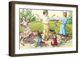 Cat Family with Hula Hoops-null-Framed Art Print