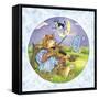 Cat Fiddle Cow Jumping over Moon Plate Running Away with a Spoon-Wendy Edelson-Framed Stretched Canvas