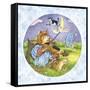 Cat Fiddle Cow Jumping over Moon Plate Running Away with a Spoon-Wendy Edelson-Framed Stretched Canvas