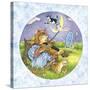 Cat Fiddle Cow Jumping over Moon Plate Running Away with a Spoon-Wendy Edelson-Stretched Canvas