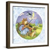 Cat Fiddle Cow Jumping over Moon Plate Running Away with a Spoon-Wendy Edelson-Framed Giclee Print