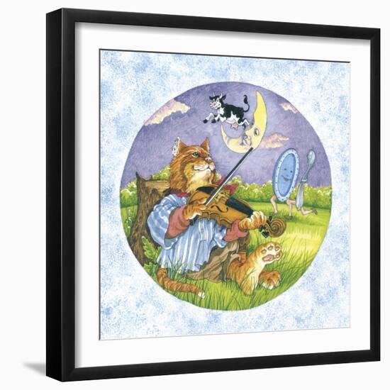 Cat Fiddle Cow Jumping over Moon Plate Running Away with a Spoon-Wendy Edelson-Framed Giclee Print