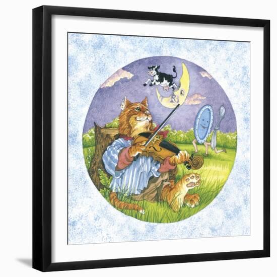 Cat Fiddle Cow Jumping over Moon Plate Running Away with a Spoon-Wendy Edelson-Framed Giclee Print