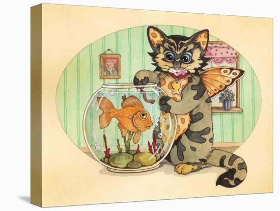 Cat Fishin-Linda Ravenscroft-Stretched Canvas