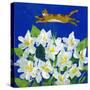 Cat Flying Over Flowers-sylvia pimental-Stretched Canvas