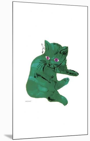Cat From "25 Cats Named Sam and One Blue Pussy", c. 1954 (Green Cat)-Andy Warhol-Mounted Art Print
