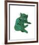 Cat From "25 Cats Named Sam and One Blue Pussy", c. 1954 (Green Cat)-Andy Warhol-Framed Art Print