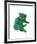 Cat From "25 Cats Named Sam and One Blue Pussy", c. 1954 (Green Cat)-Andy Warhol-Framed Art Print