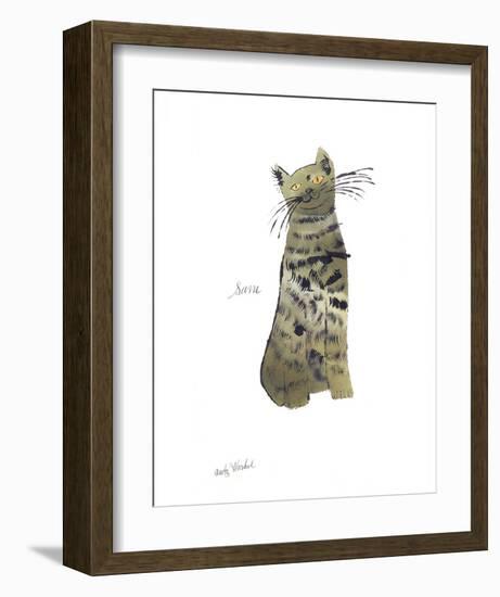 Cat From "25 Cats Named Sam and One Blue Pussy", c. 1954 (Green Sam)-Andy Warhol-Framed Art Print