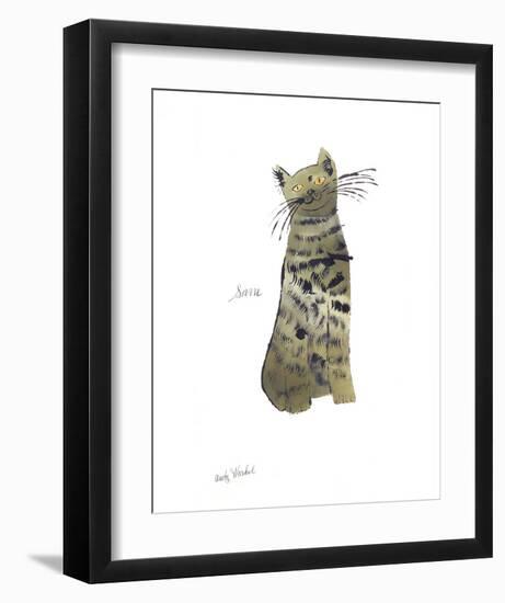 Cat From "25 Cats Named Sam and One Blue Pussy", c. 1954 (Green Sam)-Andy Warhol-Framed Art Print