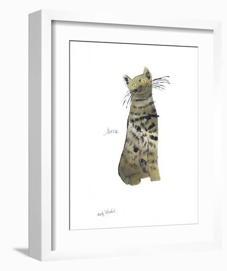 Cat From "25 Cats Named Sam and One Blue Pussy", c. 1954 (Green Sam)-Andy Warhol-Framed Art Print