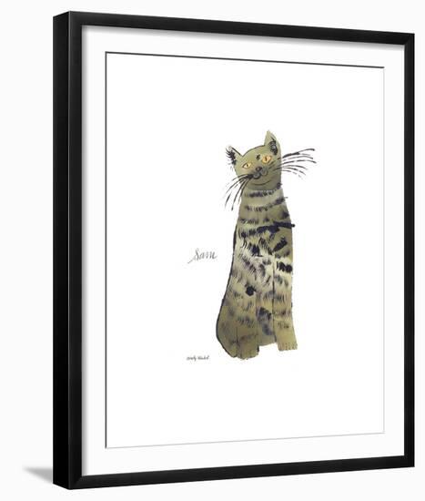Cat From "25 Cats Named Sam and One Blue Pussy", c. 1954 (Green Sam)-Andy Warhol-Framed Art Print