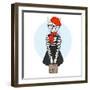 Cat Girl Dressed up in French Chic Style-Olga_Angelloz-Framed Art Print