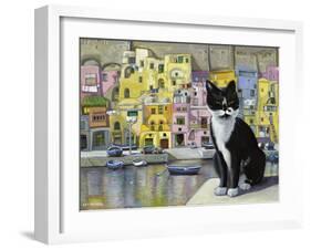 Cat in Corricella, Italy-Isy Ochoa-Framed Giclee Print