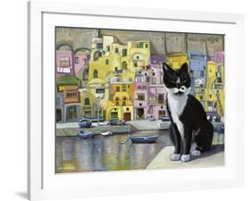 Cat in Corricella, Italy-Isy Ochoa-Framed Giclee Print