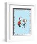 Cat in Hat Blue Border Collection II - Sally & Her Brother (blue bordered)-Theodor (Dr. Seuss) Geisel-Framed Art Print