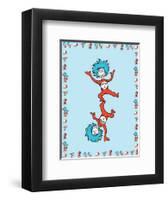 Cat in Hat Blue Border Collection III - Thing 1 & Thing 2 (blue bordered)-Theodor (Dr. Seuss) Geisel-Framed Art Print