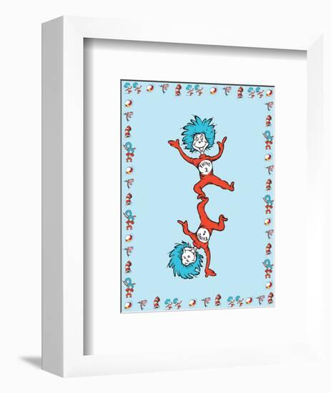 Cat in Hat Blue Border Collection III - Thing 1 & Thing 2 (blue bordered)-Theodor (Dr. Seuss) Geisel-Framed Art Print