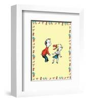 Cat in Hat Yellow Border Collection III - Sally & Her Brother (yellow bordered)-Theodor (Dr. Seuss) Geisel-Framed Art Print