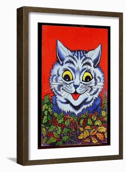 Cat in Holly-Louis Wain-Framed Giclee Print